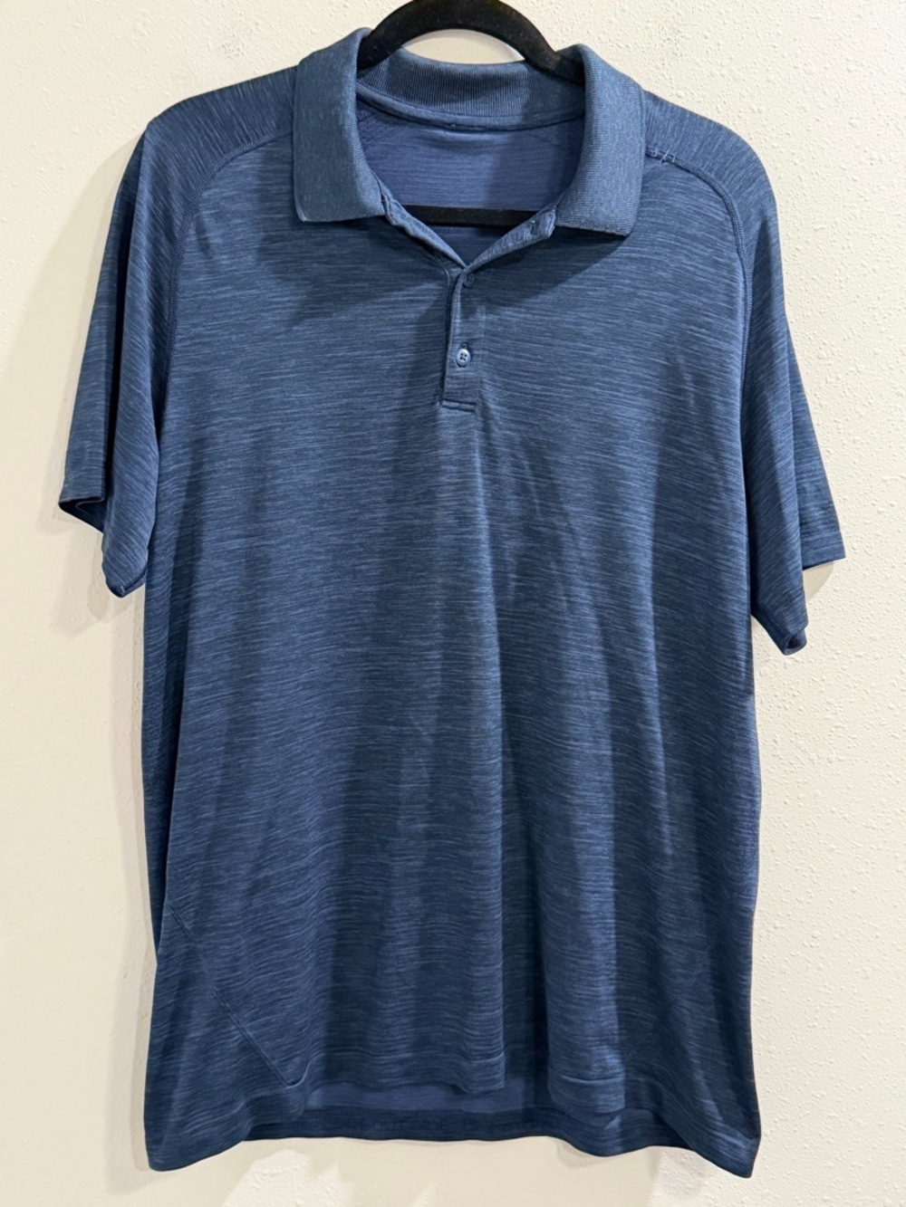 Lululemon Size Large Heather Blue Metal Vent Tech Polo Performance Athleisure